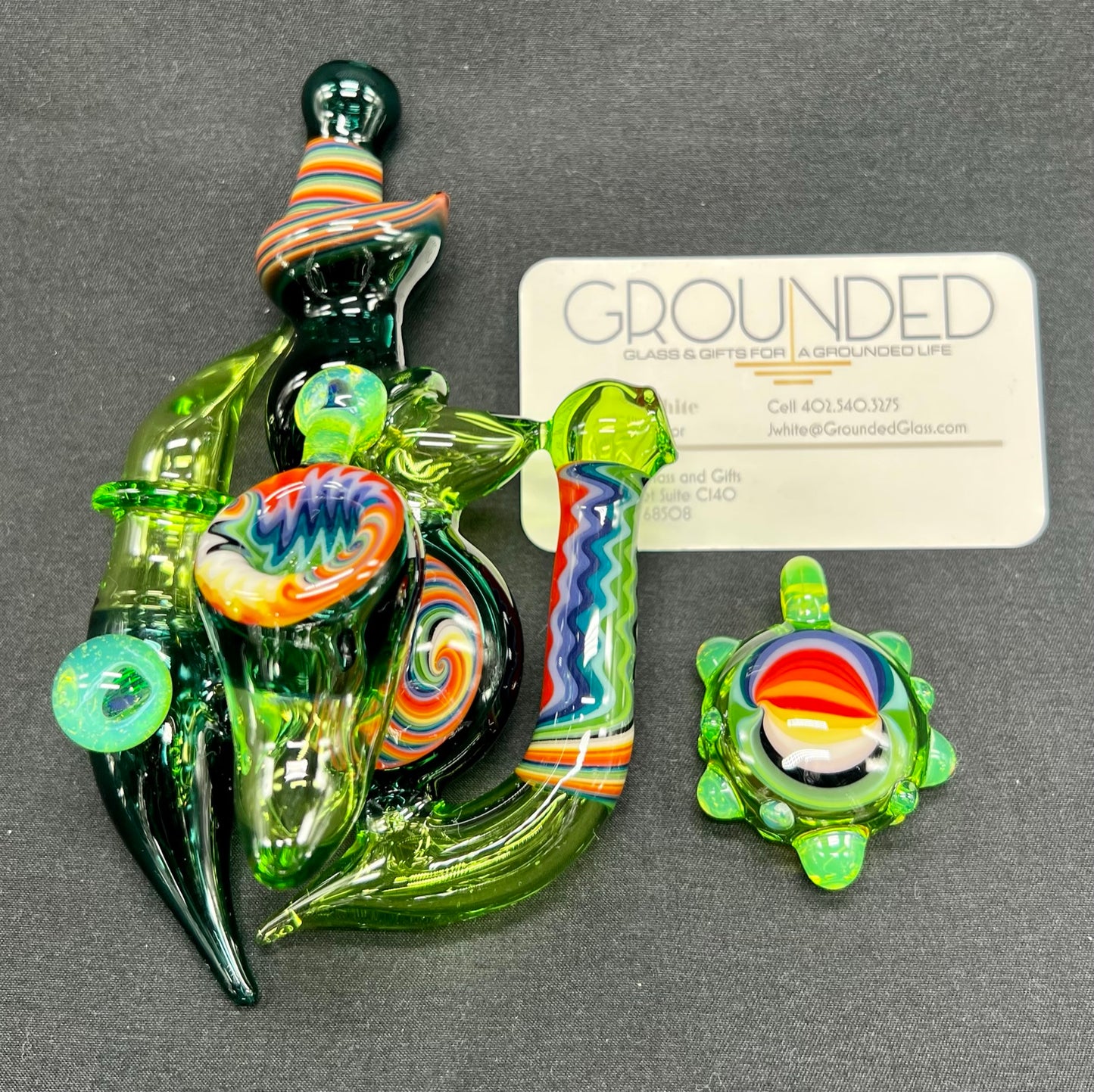 Set Green heady dry pipe w/matching pendy - by Jeremy Williams
